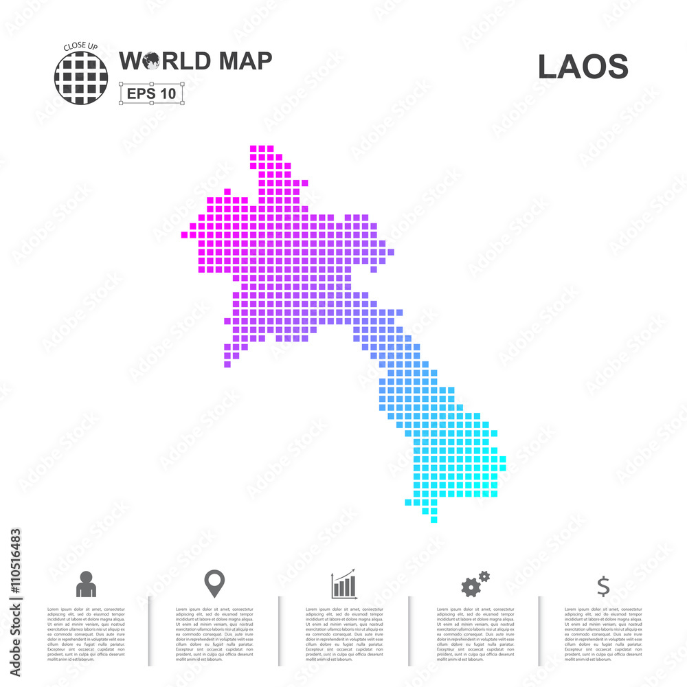 Map Of Laos pixel Vector