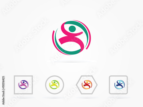 Pink yoga vector logo