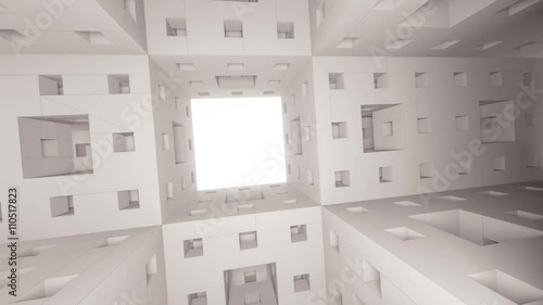 Futuristic style menger sponge fly-through