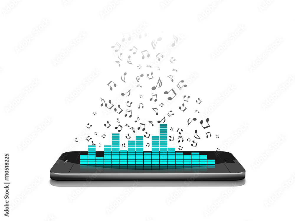 Smartphone with music notes.vector Smartphone with music notes.vector