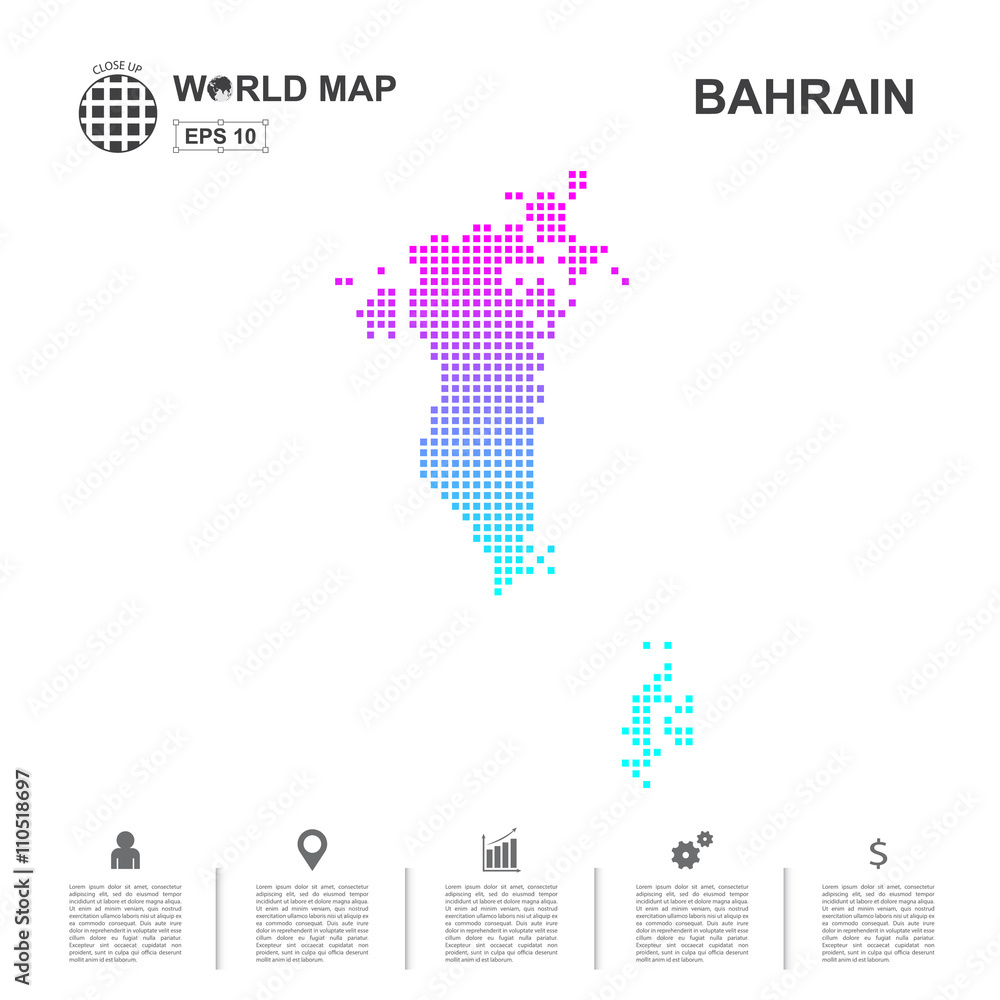 Fototapeta premium Map Of Bahrain pixel Vector