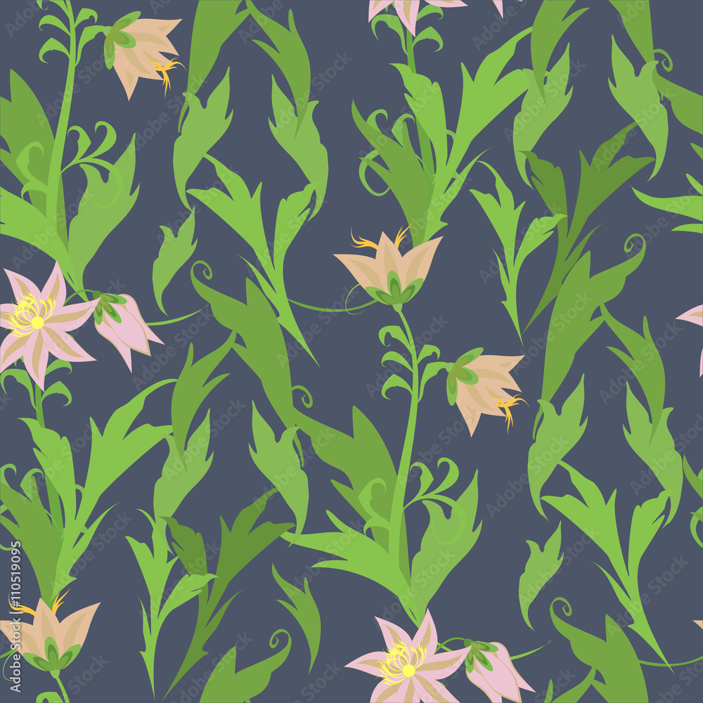 Vector texture with a bright floral pattern on a brown background.