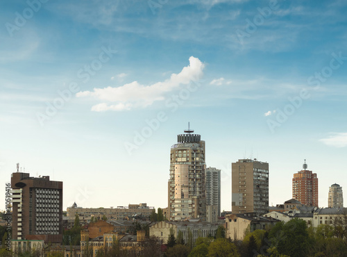 Cityscape at sunset. Kiev, Ukraine. European travel photo.