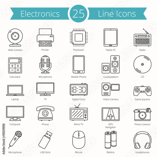 25 Electronics Line Icons photo