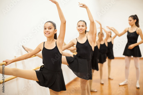 Group of girls in a real ballet class