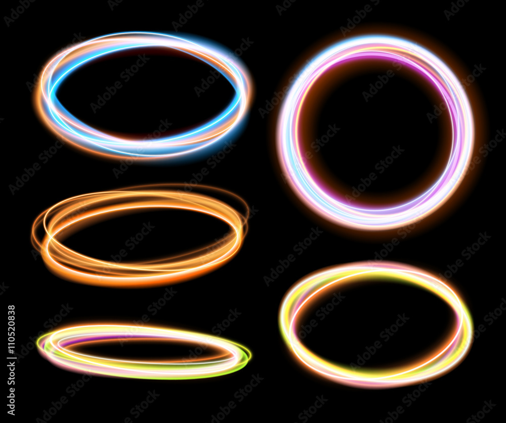 Set of glowing transparent circles. Light effects Set of glowing transparent circles. Light effects