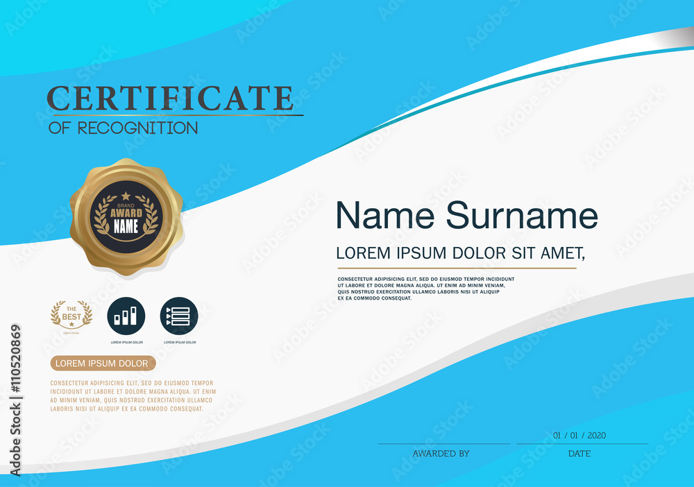 Fototapeta premium Certificate of achievement frame design template