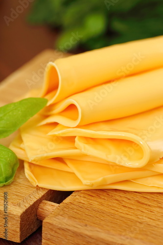 Processed cheese with greens photo