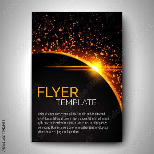 Abstract flyer design. Sun eclipse poster. Vector design.