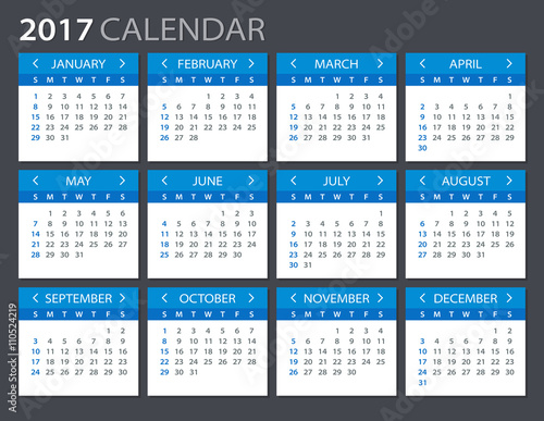 2017 Calendar - illustration


Vector template of 2017 calendar
