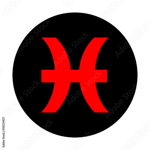 Pisces sign. Red vector icon