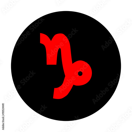 Capricorn sign. Red vector icon