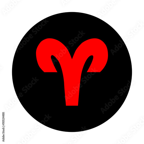 Aries sign. Red vector icon