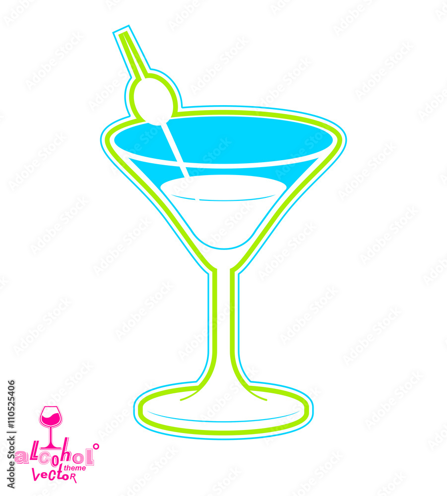 Realistic 3d martini glass with olive berry, beverage theme Realistic 3d martini glass with olive berry, beverage theme