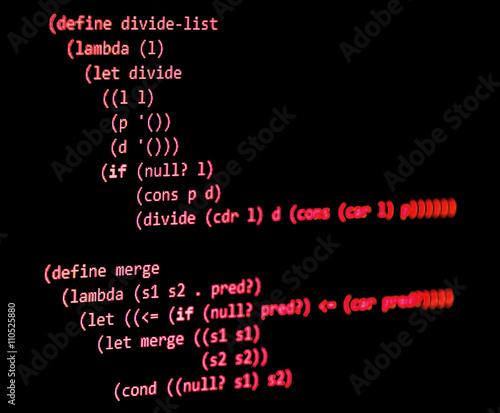 Functional programming code -  declarative paradigm, red color
