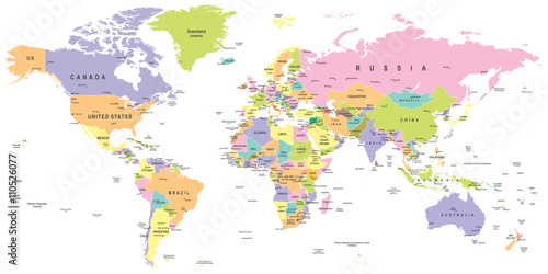 Colored World Map - borders, countries and cities - illustration


Highly detailed colored vector illustration of world map.