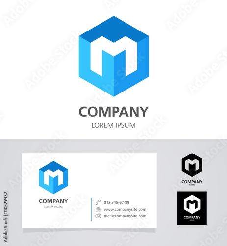 Letter M - Logo Design Element with Business Card - illustrationVector Logotype Template