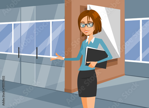 Young businesswoman presentation modern open office