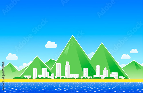 City at the coastline landscape