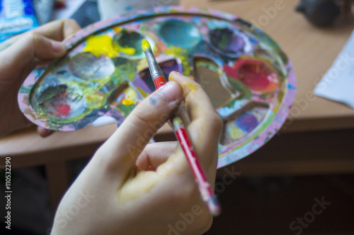 Artist palette and brush 