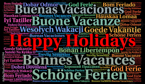 Happy holidays in different languages word cloud 