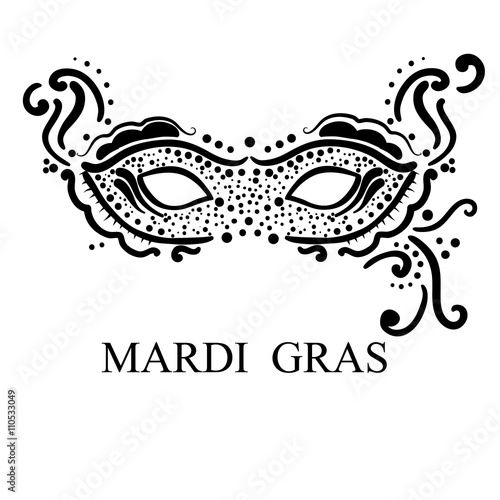 Black carnival mask on a white background.