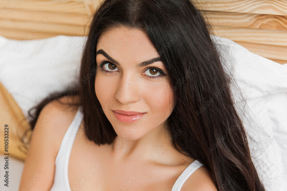 Closeup portrait of beautiful brunette girl Closeup portrait of beautiful brunette girl