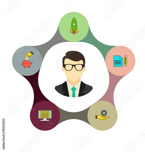 Infographic Template. Data Visualization. Can be used for workflow layout, number of options, steps, diagram, graph, presentation, round chart and web design.