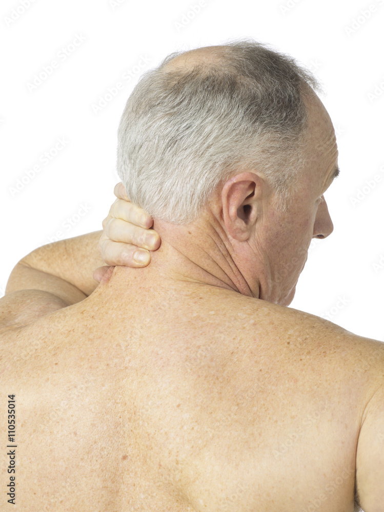 Fototapeta premium old man having a neck pain