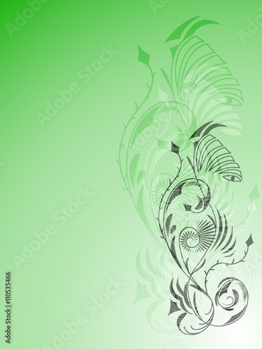 Abstract light green background with ornament tattoo, vector illustration