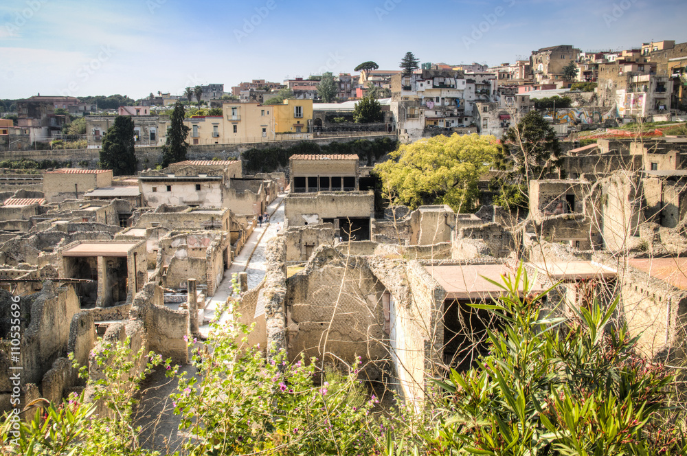 The ruins of Herculaneum excavation in Ercolaono near Naples, Italy
