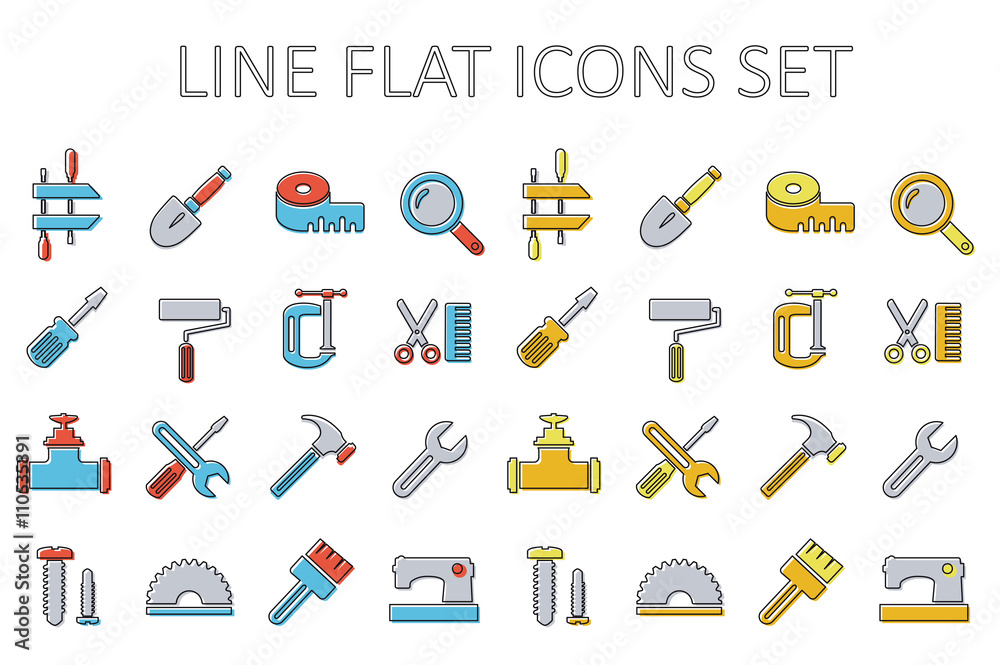 Set of building tools icons Linear Set of building tools icons Linear