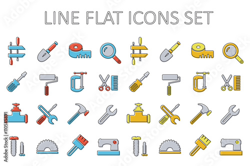 Set of building tools icons Linear