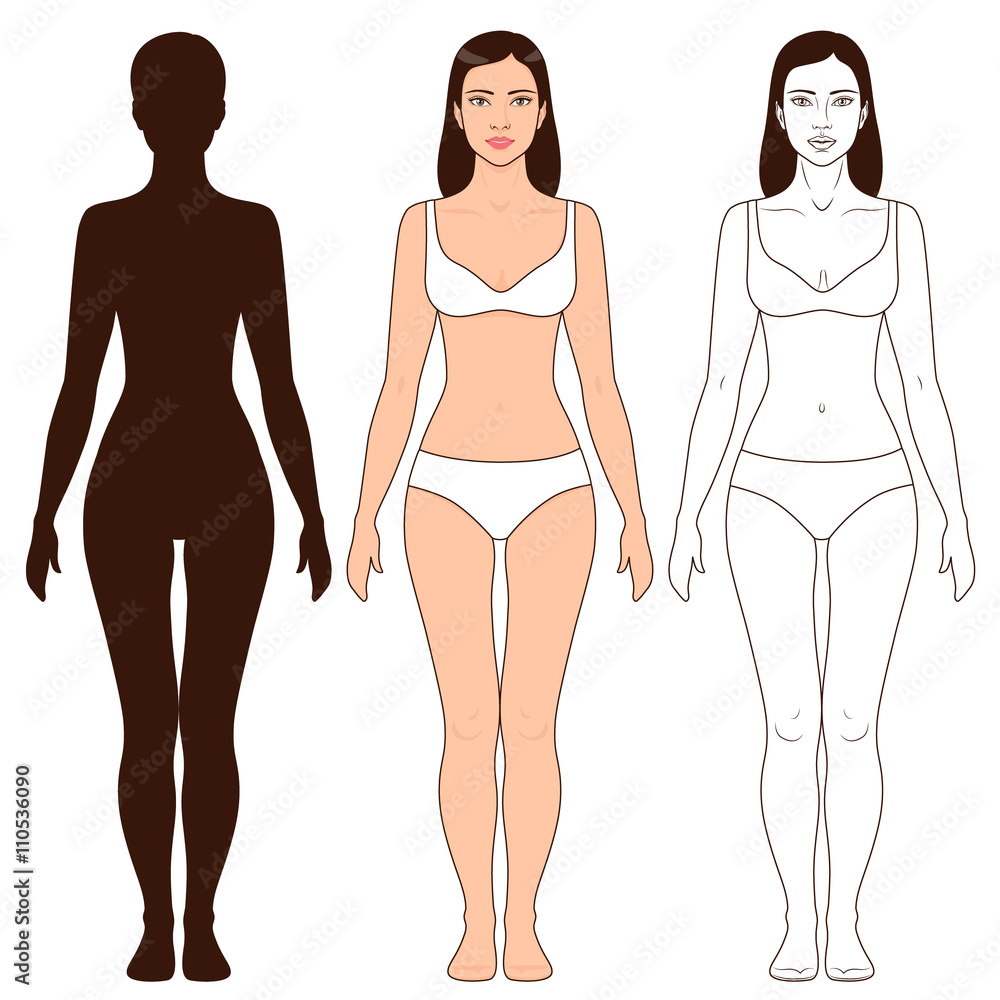 Woman Body Shape and Silhouette Template Stock Vector