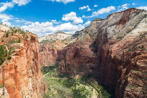 View of Zion National Park from top of Angel’s Landing, Utah, USA