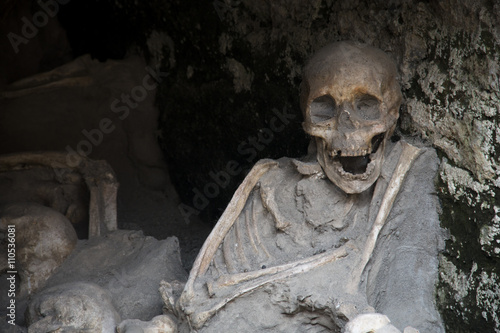 Skulls at the ruins of Herculaneum excavation in Ercolaono near Naples, Italy