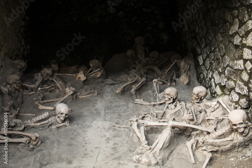 Skulls at the ruins of Herculaneum excavation in Ercolaono near Naples, Italy photo