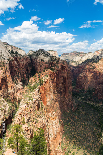 View of Zion National Park from top of Angel’s Landing, Utah, USA