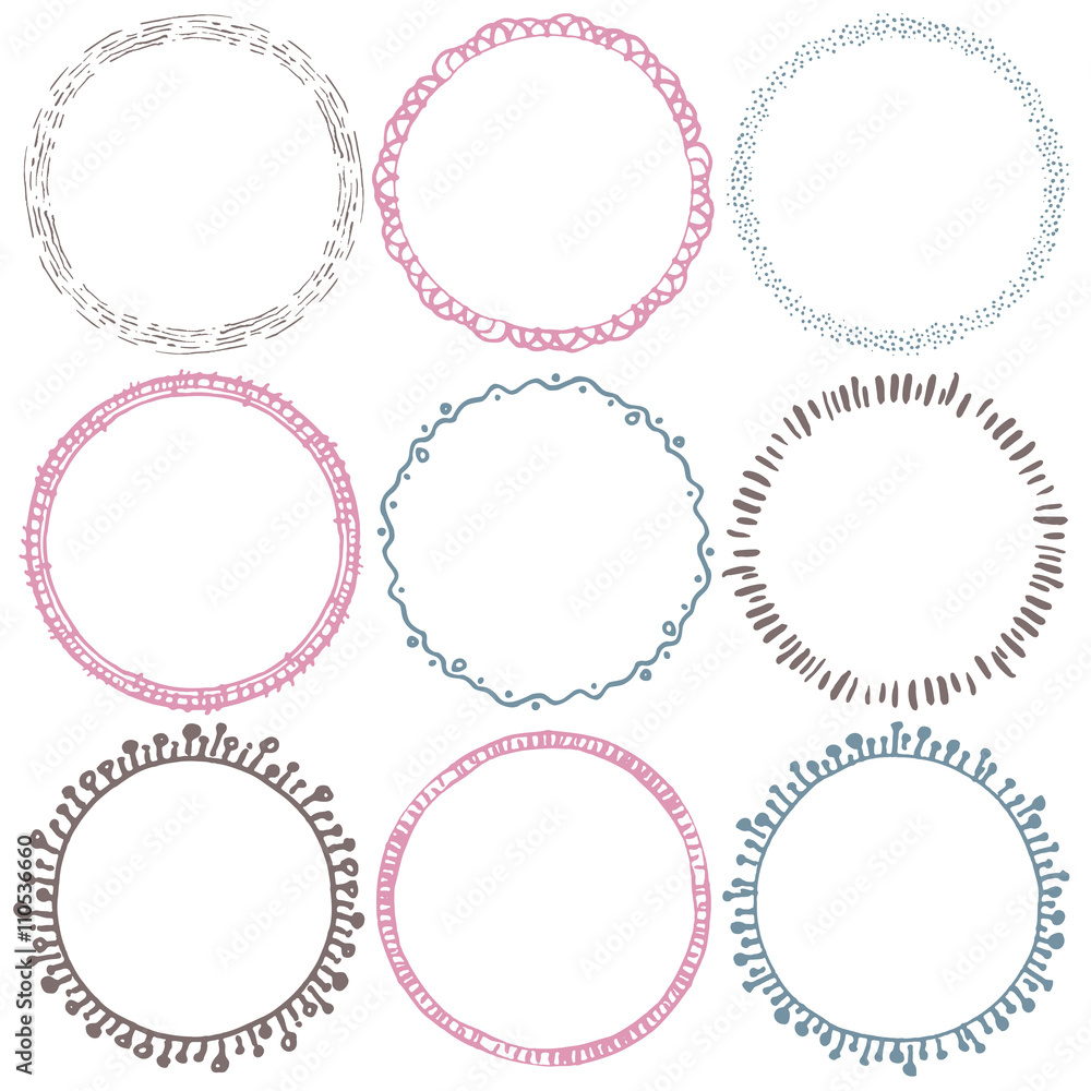 Set of 9 decorative circle border frames. Set of 9 decorative circle border frames.