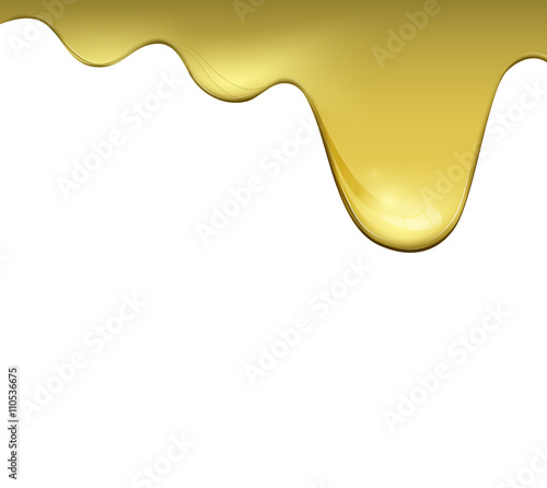 Olive oil falling down in white background