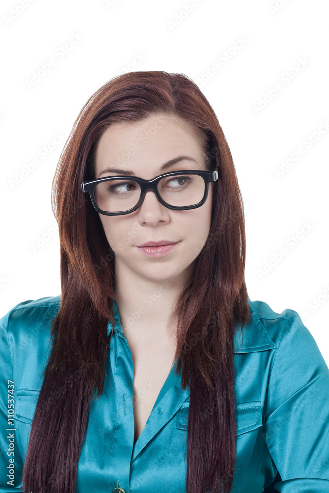 attractive girl wearing eye glasses in suspicious look attractive girl wearing eye glasses in suspicious look