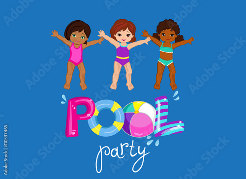 Children's Pool Party isolated on background. Vector Illustration.