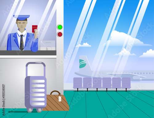  to customs officer keeps in his hand passport in interior of bo