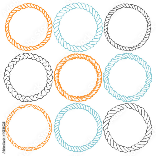 Set of 9 decorative circle border frames.