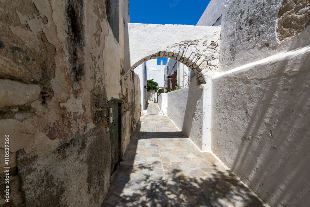 Small street in Chora town, Naxos Island, Cyclades, Greece