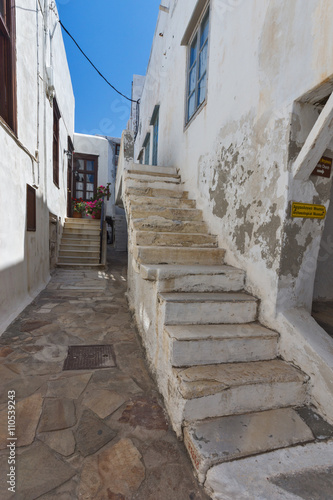 Small street in the fortress in Chora town, Naxos Island, Cyclades, Greece