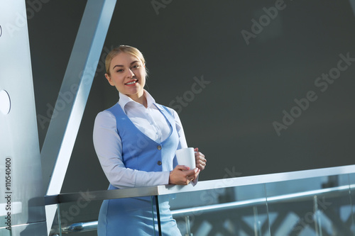 Attractive woman in office building
