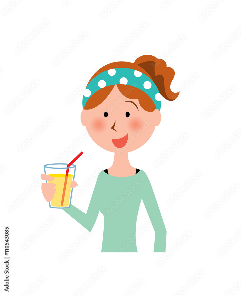 ジュースを飲む健康的な女性 Stock イラスト Adobe Stock