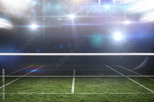 Composite image of digital image of tennis net on a white backgr