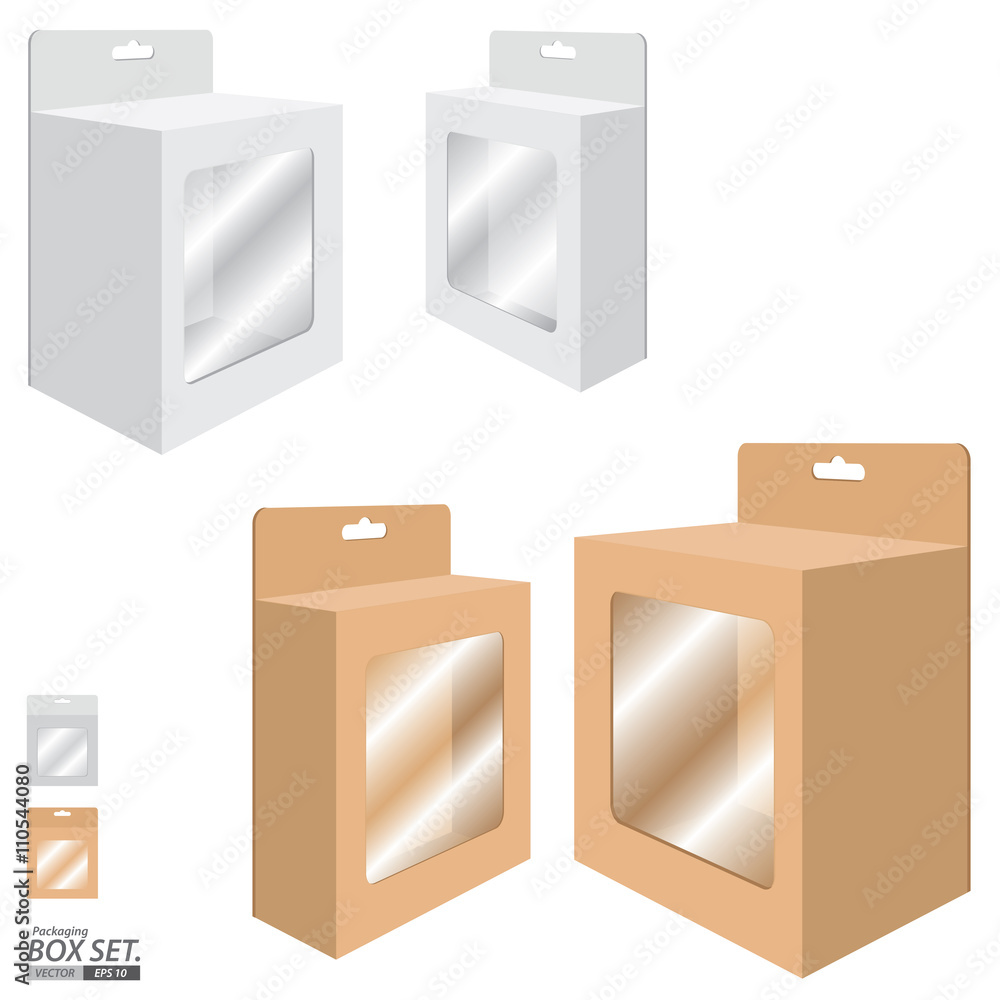 Packaging Box Design. White and Brown Box set for Paper isolated on white background. Packaging Box Design. White and Brown Box set for Paper isolated on white background.